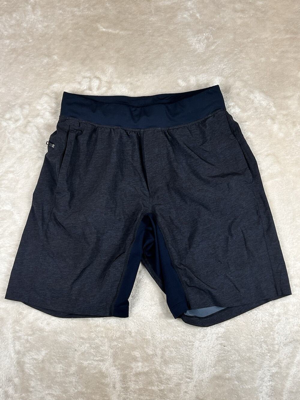 Lululemon T.H.E. Mens Shorts Linerless 9" Navy Blue Heathered Training Size M